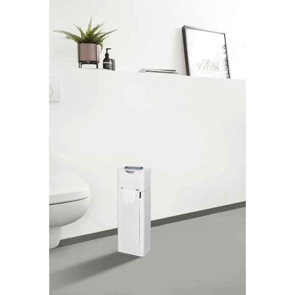 Biely plastový stojan na toaletný papier so štetkou Imon – Wenko-image-1