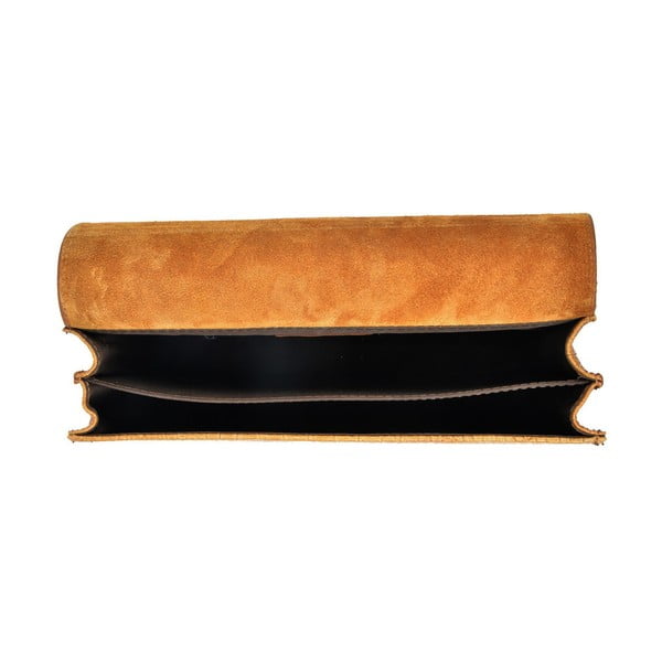 Koňakovohnedá kožená kabelka Carla Ferreri Chain-image-3