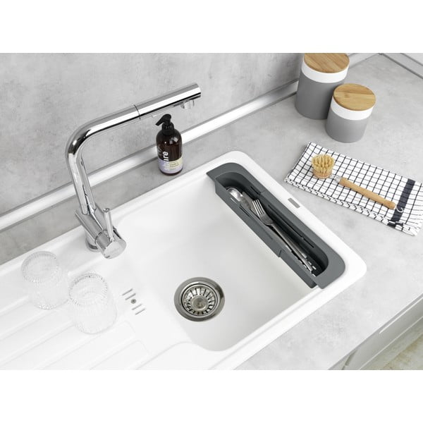 Sivý plastový teleskopický odkvapkávač do drezu 49,5x8,5 cm Fino – Wenko-image-2