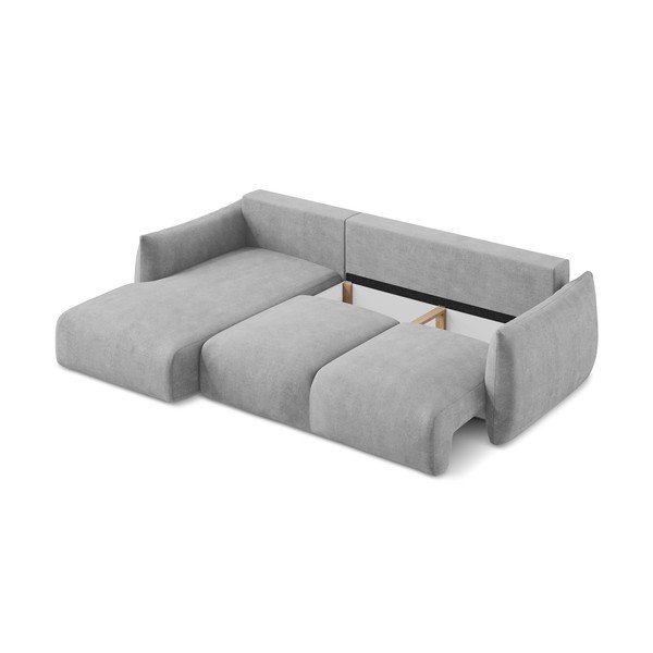 Svetlosivá ženilková rozkladacia rohová pohovka (ľavý roh/s leňoškou) Leila – Makamii-image-4