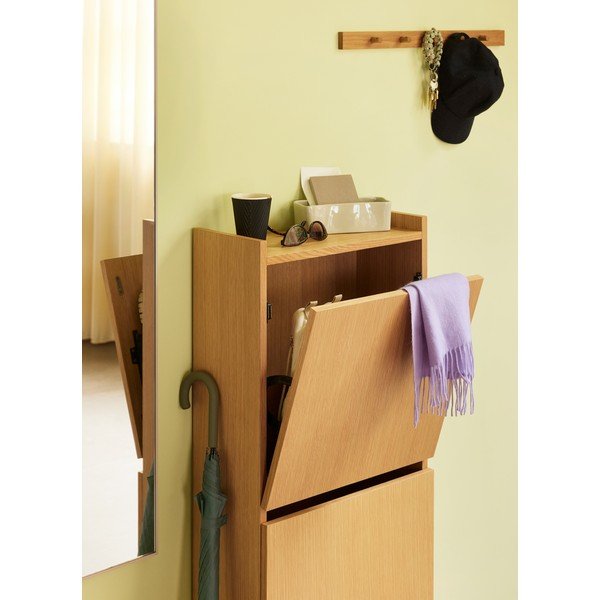 Výklopná skrinka na topánky v dekore duba v prírodnej farbe 50x110x24 cm Forma – Hübsch-image-2