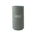 Zelená porcelánová váza Design Letters Hello, výška 11 cm