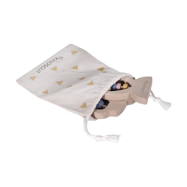 Súprava 2 drevených hryzátok s hrkálkou Kindsgut Ring-image-3