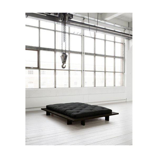 Dvojlôžková posteľ z borovicového dreva s matracom Karup Design Japan Double Latex Black/Black, 140 × 200 cm-image-3