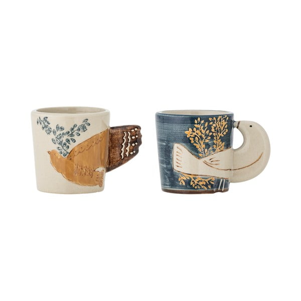 Modré/krémové šálky v súprave 2 ks na espresso z kameniny 55 ml Hezha – Bloomingville