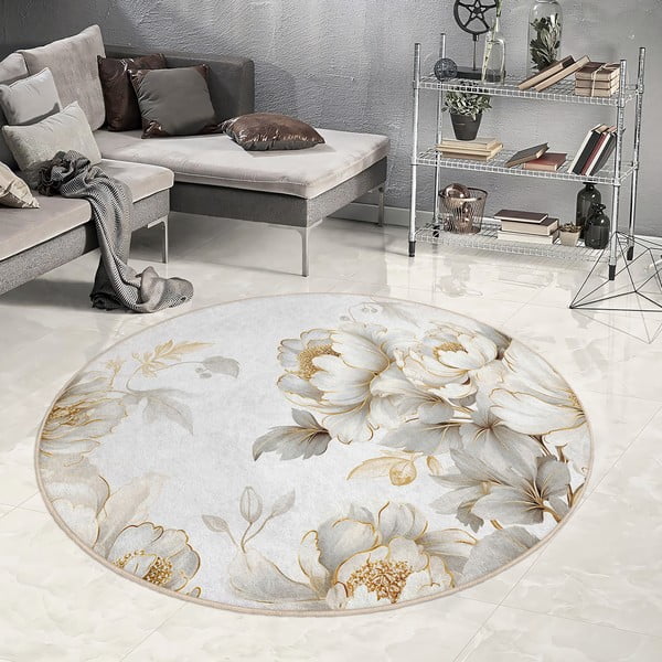 Prateľný okrúhly koberec vo svetlosivej a béžovej farbe ø 150 cm Soft and Gentle – Mila Home-image-4