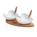 Sada 2 servírovacích misiek s bambusovým podnosom a dvomi napichovadlami Brandani Coeur Blanc