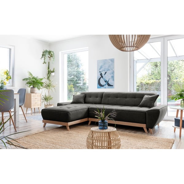 Tmavosivá rozkladacia variabilná rohová pohovka Miuform Dazzling Daisy-image-3