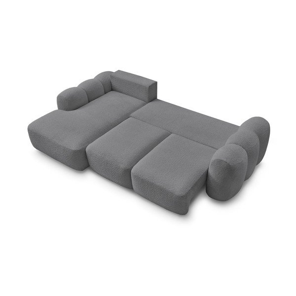 Sivá rozkladacia/s úložným priestorom rohová pohovka z textílie buklé (ľavý roh/s leňoškou) Montaigne – Bobochic Paris-image-4