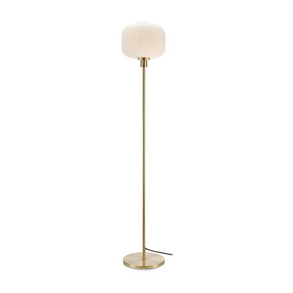 Biela stojacia lampa s konštrukciou v zlatej farbe Markslöjd Sober
