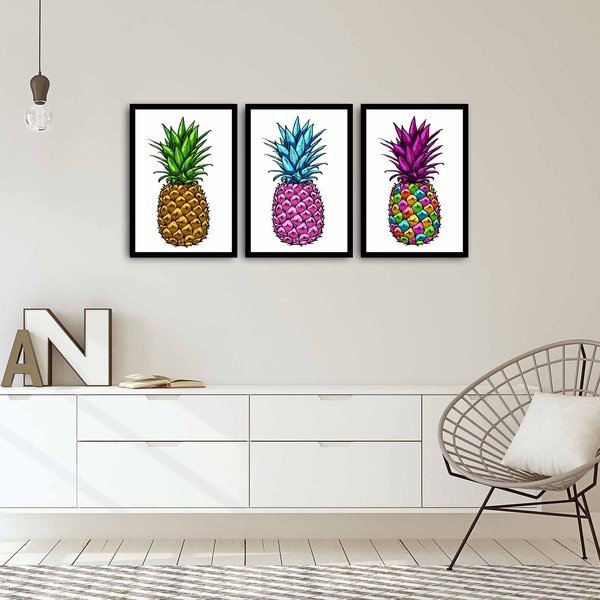 Trojdielny obraz Pineapple, 109 × 50 cm-image-1