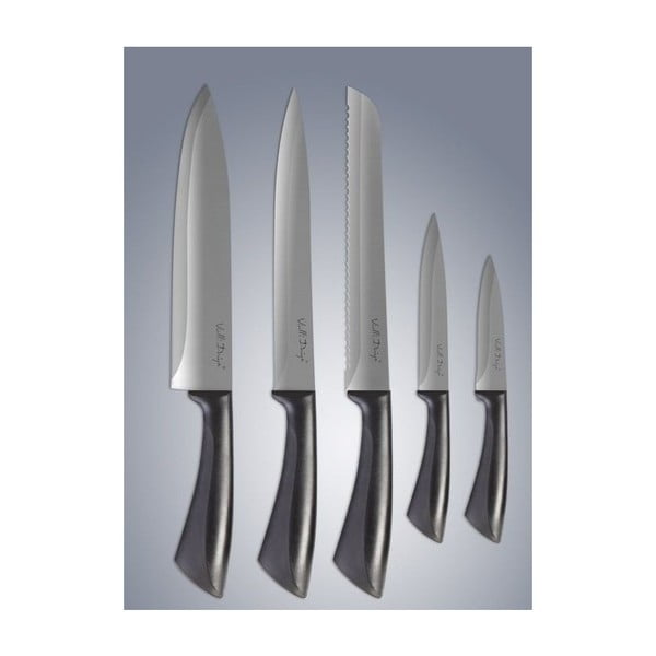 Červený stojan s piatimi nožmi Vialli Design-image-4