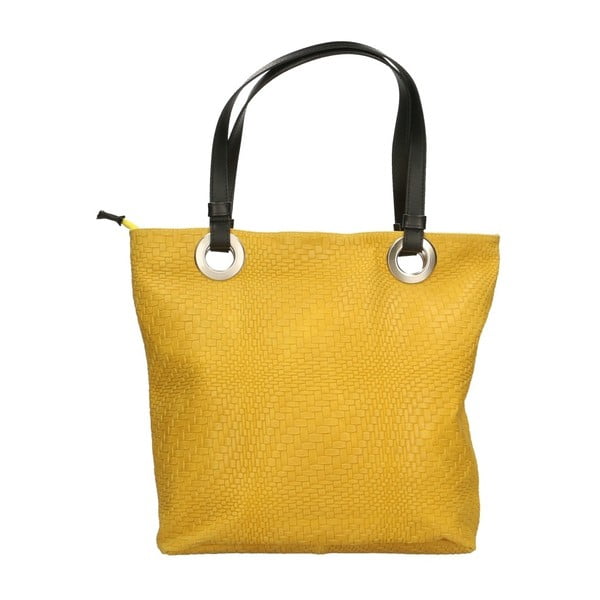 Žltá kožená kabelka Chicca Borse Pagon