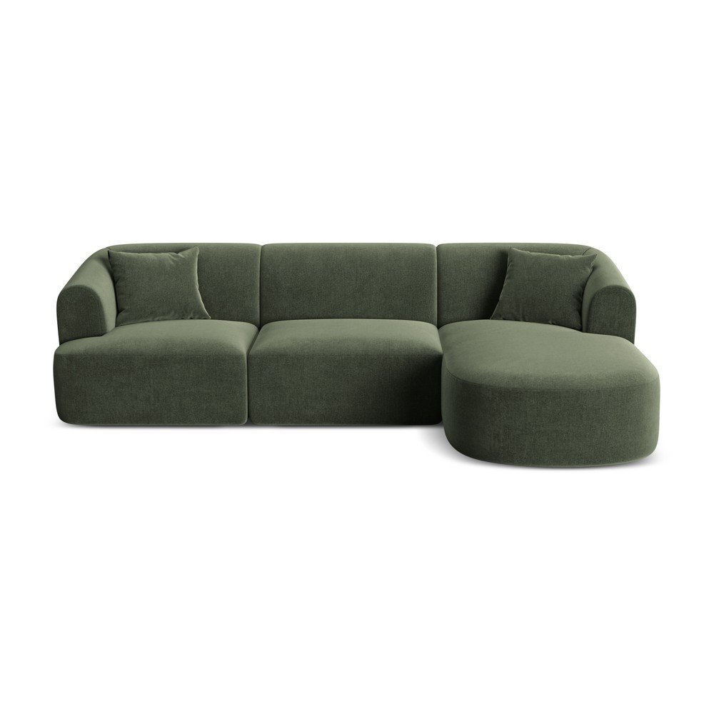 Zelená zamatová rohová pohovka (pravý roh/s leňoškou) Campi – Cosmopolitan Design