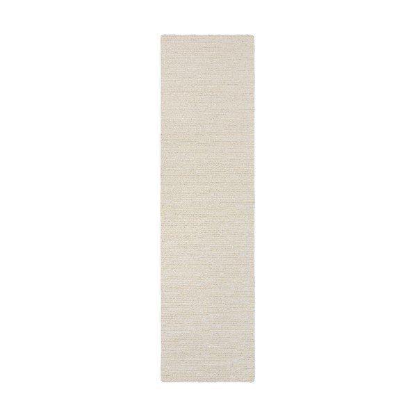 Slonovinový ručne tkaný vlnený behúň 80x230 cm Harris Boucle – Flair Rugs