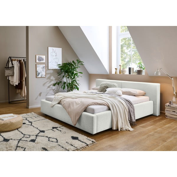 Biela čalúnená dvojlôžková posteľ bez roštu 180x200 cm Cube – Meise Möbel-image-1