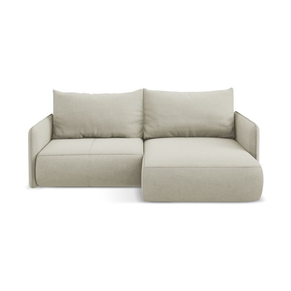 Krémovobiela rozkladacia/s úložným priestorom rohová pohovka (pravý roh) Nanea – Makamii