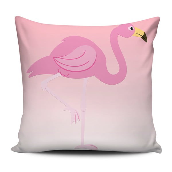 Ružovo-biely vankúš Home de Bleu Pink Flamingo, 43 x 43 cm