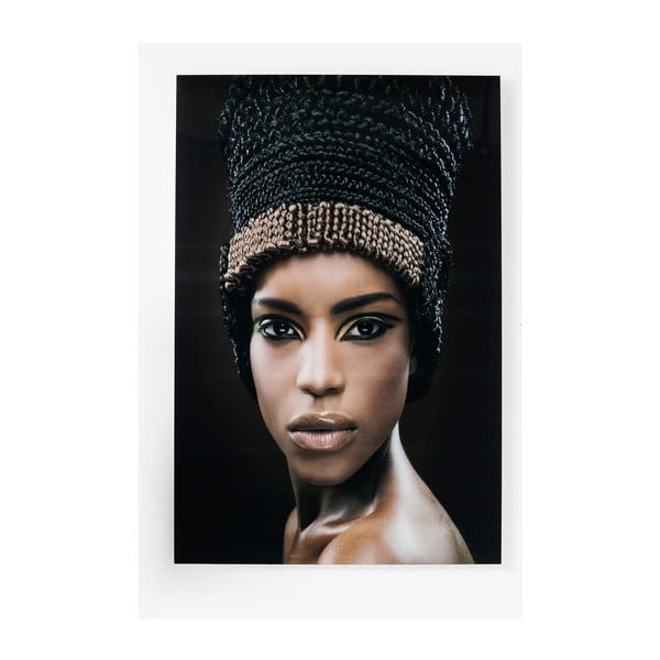 Zasklený obraz Kare Design Royal Headdress Face, 100 × 150 cm