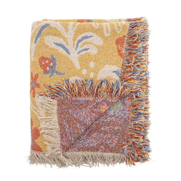 Žltá deka z recyklovanej bavlny 130x160 cm Reims – Bloomingville-image-3