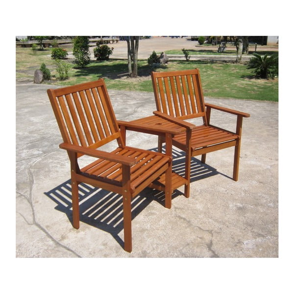 Záhradné dvojité kreslo z eukalyptového dreva Garden Pleasure Edison-image-1