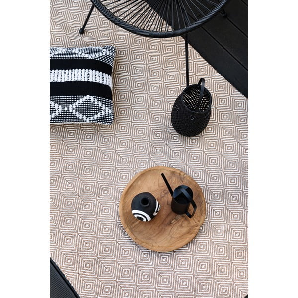 Krémovobiely obojstranný vonkajší koberec z recyklovaného plastu Green Decore Solitaire, 120 x 180 cm-image-1