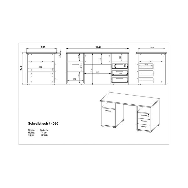 Pracovný stôl v dekore dubového dreva Germania Desk-image-3
