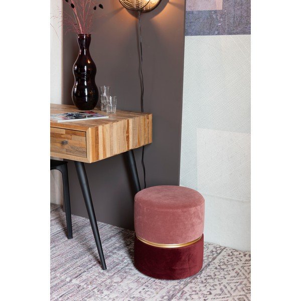 Červený/ružový zamatový taburet Bubbly – White Label-image-1