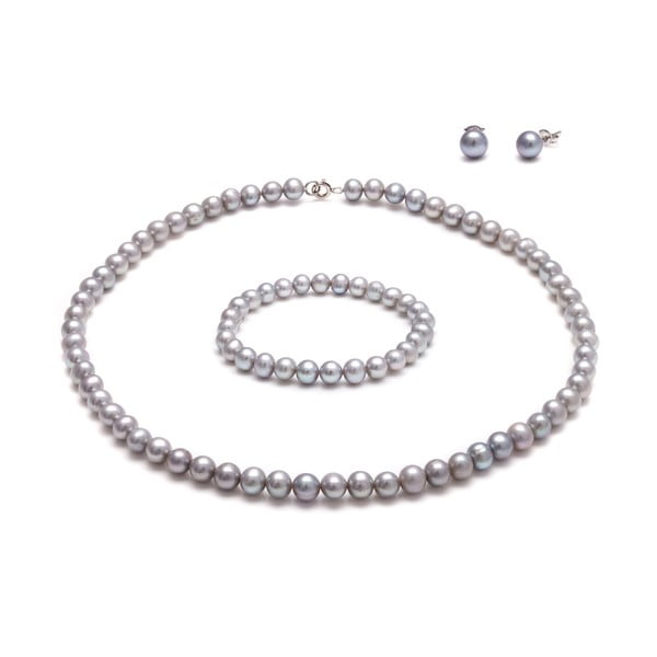 Set sivých perlových šperkov GemSeller Coen