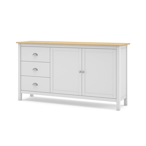Biela/prírodná nízka komoda z borovicového dreva 150x80,5 cm Misti – Marckeric-image-2