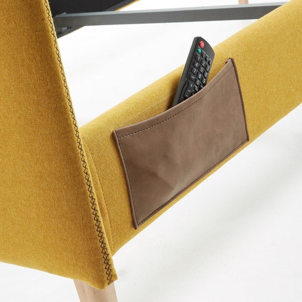 Žltá polstrovaná posteľ Kave Home Lydia, 90 x 190 cm-image-4