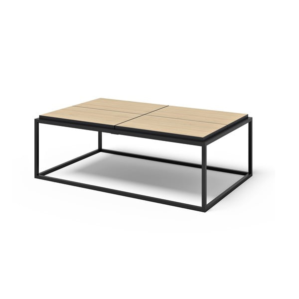 Konferenčný stolík s doskou v dekore duba v čierno-prírodnej farbe 75x120 cm Douro – TemaHome-image-2
