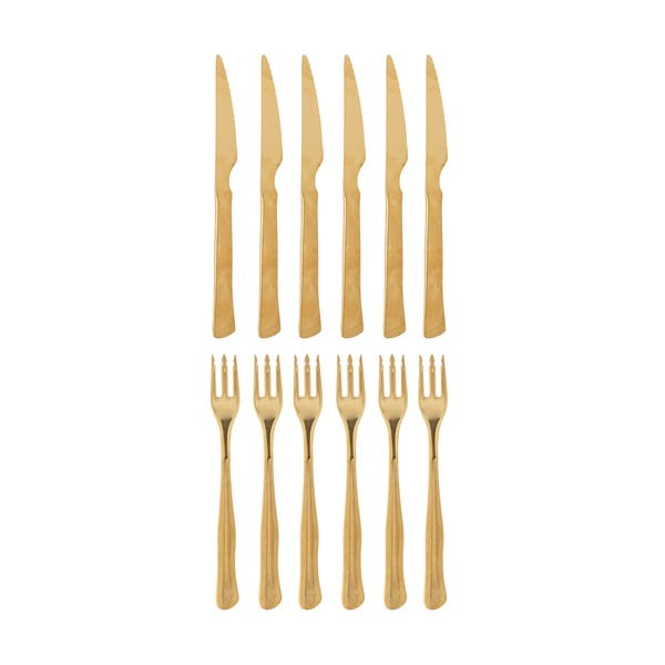 Antikoro príbor 12 ks v zlatej farbe Ollin – Bloomingville