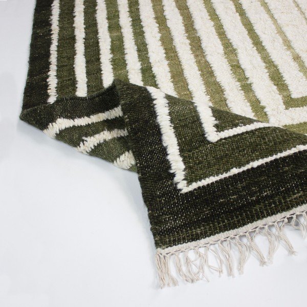 Zelený ručne tkaný koberec s prímesou vlny 140x200 cm Boucle Frame – Flair Rugs-image-3