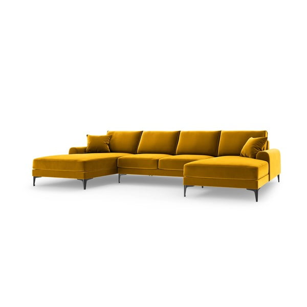 Žltá zamatová pohovka do "U" Mazzini Sofas Madara-image-2