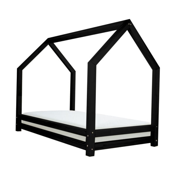Čierna jednolôžková posteľ z borovicového dreva Benlemi Funny, 120 × 200 cm