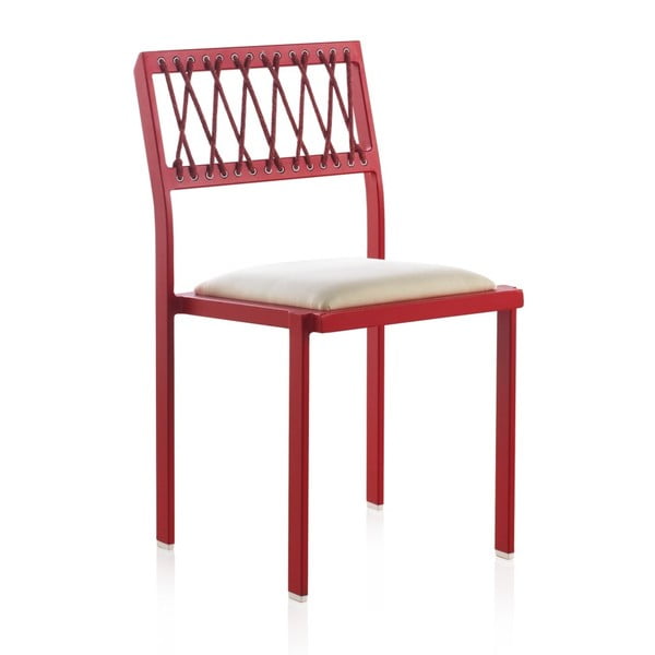 Červená záhradná stolička s bielymi detailmi Geese Seally
