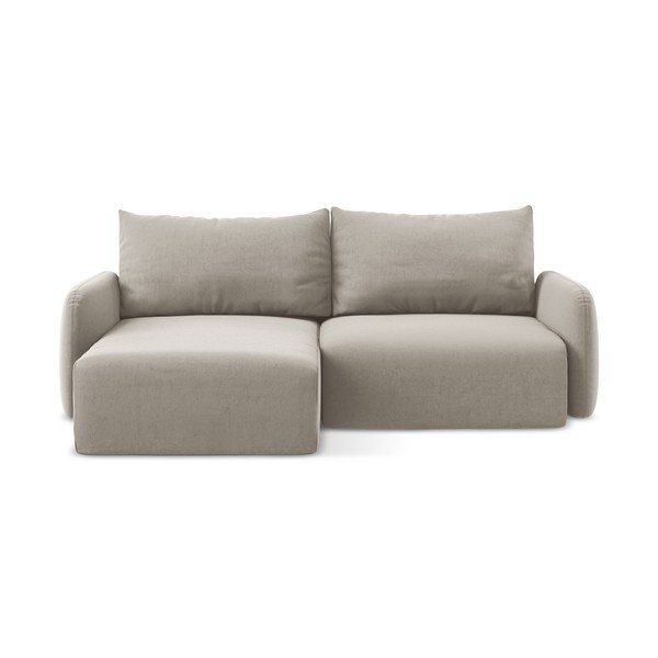 Taupe zamatová rozkladacia/s úložným priestorom rohová pohovka (ľavý roh/s leňoškou) Kalena – Makamii