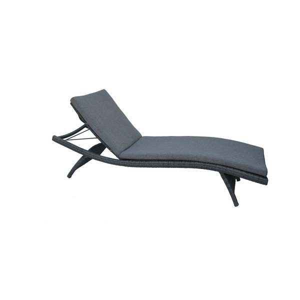 Tmavosivé záhradné ležadlo z umelého ratanu Charlotte - Rojaplast-image-1