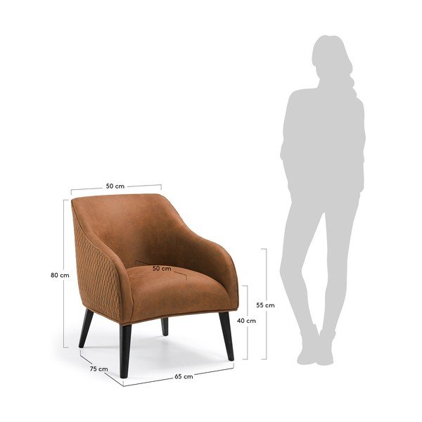 Hnedé kreslo Kave Home Lobby-image-3