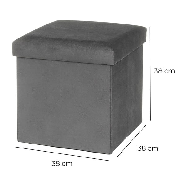 Tmavosivý zamatový taburet Estela – Casa Selección-image-3