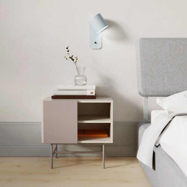 Béžový/krémovobiely matný nočný stolík s poličkami Nube – Teulat-image-1