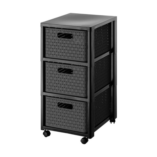 Antracitový plastový kúpeľňový regál 32,5x71 cm Country – Rotho