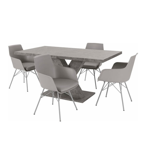 Sada stola a 4 sivých stoličiek Støraa Albert