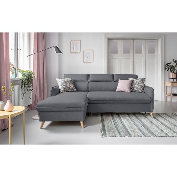 Tmavosivá rozkladacia rohová pohovka (ľavý roh) Sweet Harmony – Miuform-image-3