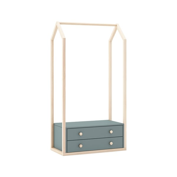 Otvorená detská šatníková skriňa sivozelená 80x170x40 cm Esteban – Marckeric-image-2