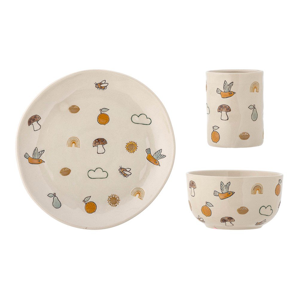 Kameninová detská jedálenská súprava 3 ks Agnes – Bloomingville Mini