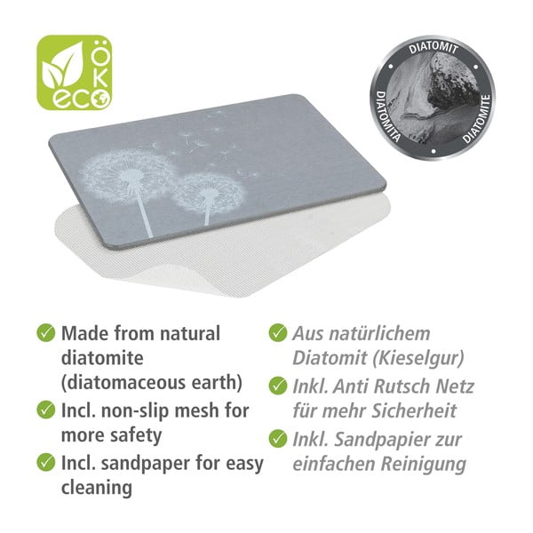 Sivá kúpeľňová predložka z kremeliny 39x60 cm Astera – Wenko-image-3