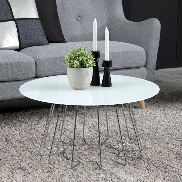 Biely konferenčný stolík Actona Casia, ⌀ 80 cm-image-1