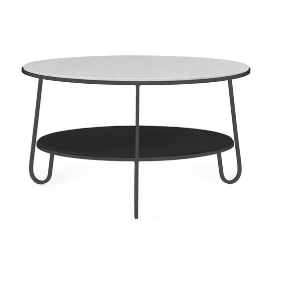 Sivý konferenčný stolík s mramorovou doskou HARTÔ Eugénie, ⌀ 70 cm